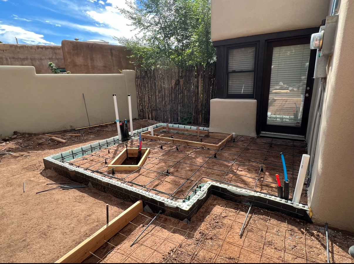 Foundation and slab prep with rebar and PVC conduits